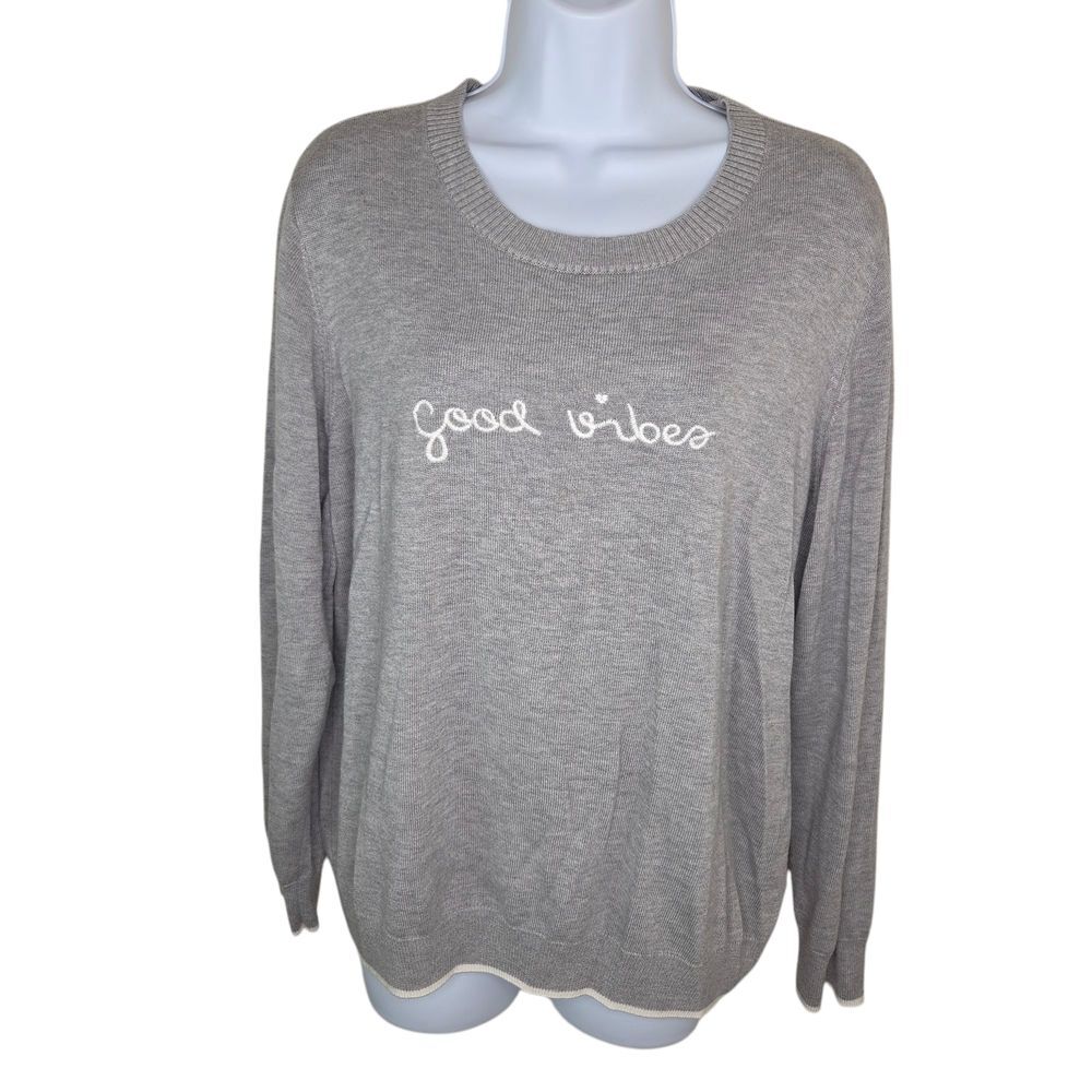 Rachel Zoe Good Vibes Gray Sweater Size XL